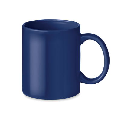 COLOUR CERAMIC POTTERY MUG 300ML in Blue