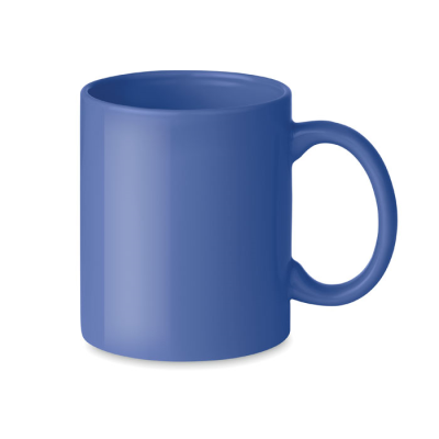 COLOUR CERAMIC POTTERY MUG 300ML in Blue