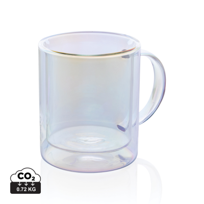 DELUXE DOUBLE WALL ELECTROPLATED GLASS MUG in Clear Transparent