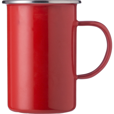 ENAMELLED STEEL MUG (550ML) in Red