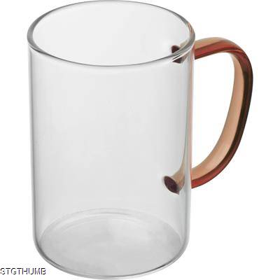 GLASS MUG with Colour Handle in Red