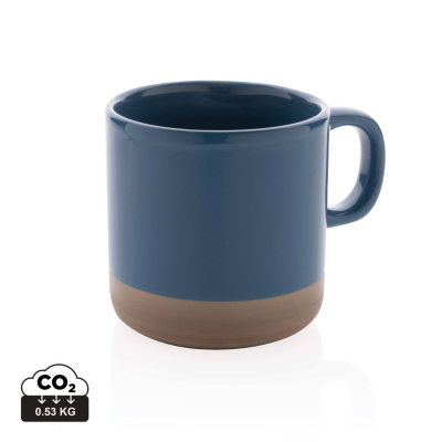 GLAZED CERAMIC POTTERY MUG 360ML in Blue