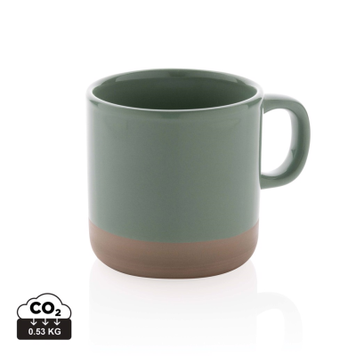 GLAZED CERAMIC POTTERY MUG 360ML in Green