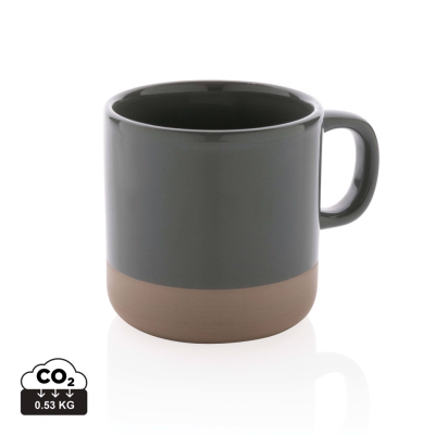 GLAZED CERAMIC POTTERY MUG 360ML in Grey