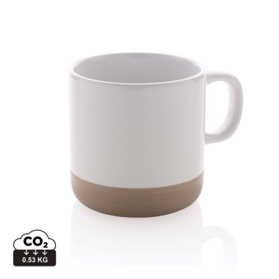 GLAZED CERAMIC POTTERY MUG 360ML in White