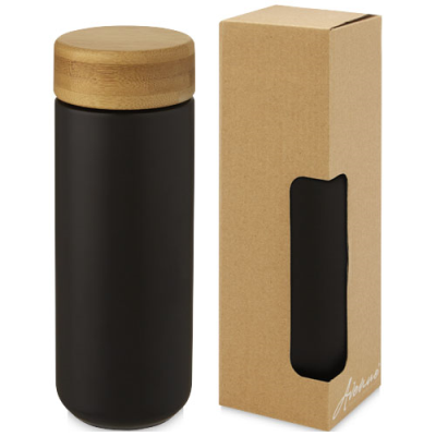 LUMI 300 ML CERAMIC POTTERY TUMBLER with Bamboo Lid in Solid Black