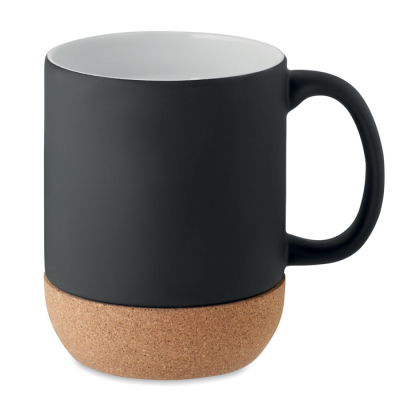 MATT CERAMIC POTTERY CORK MUG 300 ML in Black