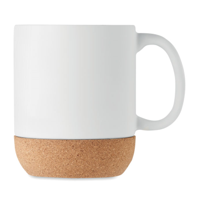 MATT CERAMIC POTTERY CORK MUG 300 ML in White