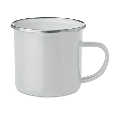 METAL MUG with Enamel Layer in White