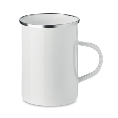 METAL MUG with Enamel Layer in White