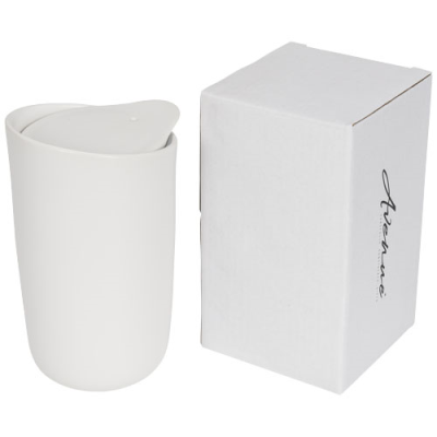 MYSA 410 ML DOUBLE-WALLED CERAMIC POTTERY TUMBLER in White