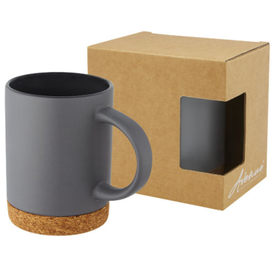 NEIVA 425 ML CERAMIC POTTERY MUG with Cork Base in Grey