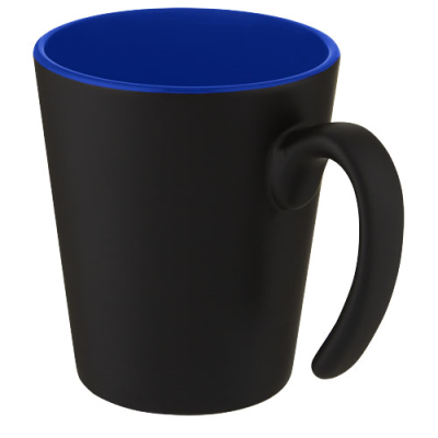 OLI 360 ML CERAMIC POTTERY MUG with Handle in Blue & Solid Black