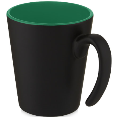 OLI 360 ML CERAMIC POTTERY MUG with Handle in Green & Solid Black