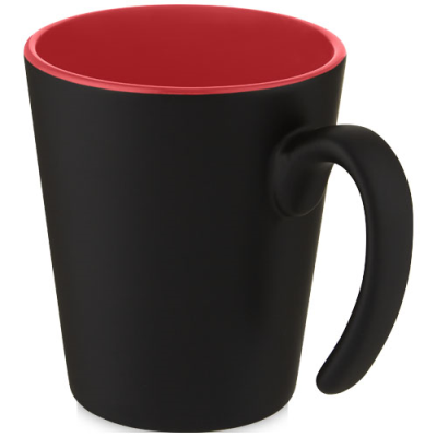 OLI 360 ML CERAMIC POTTERY MUG with Handle in Red & Solid Black