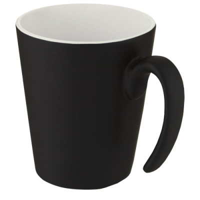 OLI 360 ML CERAMIC POTTERY MUG with Handle in White & Solid Black