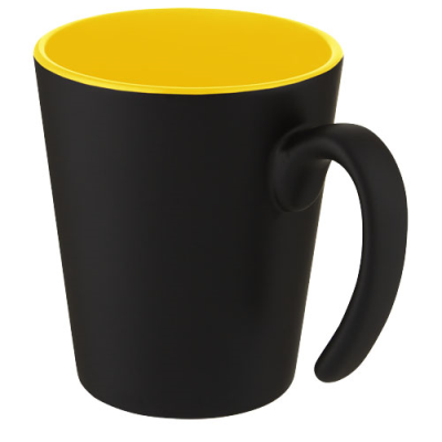 OLI 360 ML CERAMIC POTTERY MUG with Handle in Yellow & Solid Black