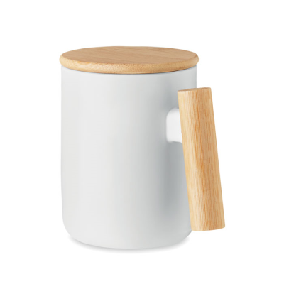 PORCELAIN MUG with Lid 380ml in White