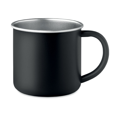 RECYCLED STAINLESS STEEL METAL MUG in Black