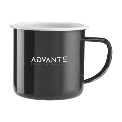 RETRO ENAMEL MUG 350 ML in Black & White