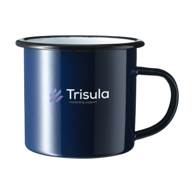 RETRO ENAMEL MUG 350 ML in Blue & Black