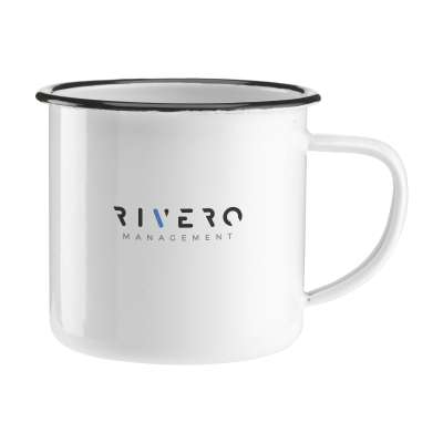 RETRO ENAMEL MUG 350 ML in White & Black