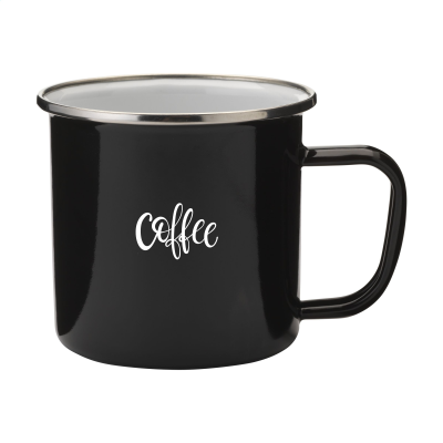 RETRO SILVER EMAILLE MUG in Black & Silver