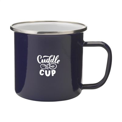 RETRO SILVER EMAILLE MUG in Blue & Silver