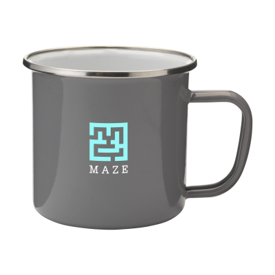 RETRO SILVER EMAILLE MUG in Grey & Silver