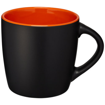 RIVIERA 340 ML CERAMIC POTTERY MUG in Solid Black & Orange