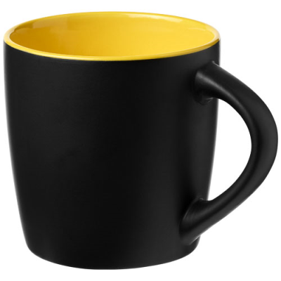 RIVIERA 340 ML CERAMIC POTTERY MUG in Solid Black & Yellow