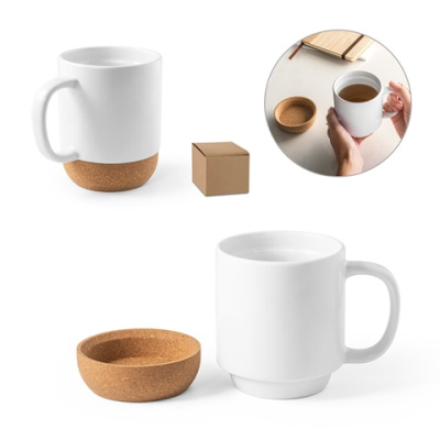 RORY SUB CERAMIC POTTERY MUG with Cork Base 410 Ml