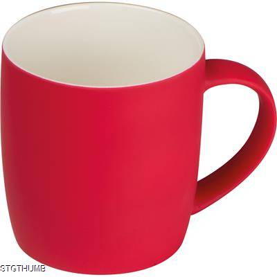 RUBBER CERAMIC POTTERY MUG in Red