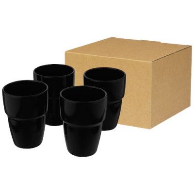 STAKI 4-PIECE 280 ML STACKABLE MUG GIFT SET in Solid Black