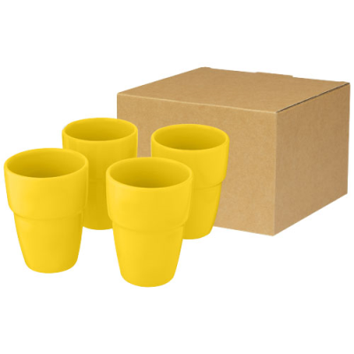 STAKI 4-PIECE 280 ML STACKABLE MUG GIFT SET in Yellow