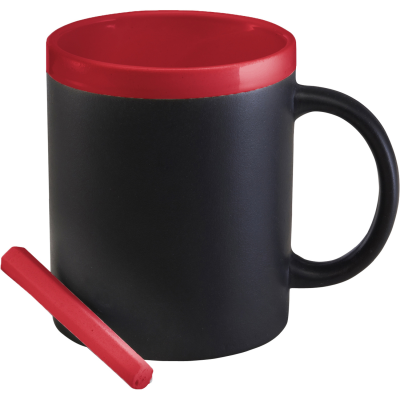 STONEWARE MUG with Chalks (300Ml) in Red