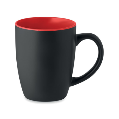 TWO TONE CERAMIC POTTERY MUG 290 ML in Red