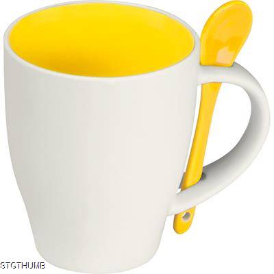 WHITE PORCELAIN MUG with Yellow Interior