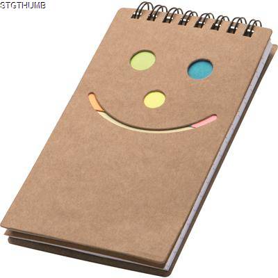 NOTE PAD SMILE FACE in Brown