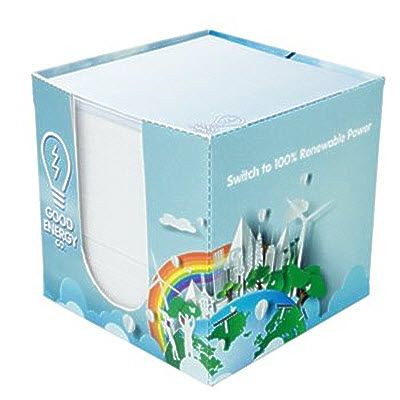 RECYCLED CARD PAPER CUBE BLOCK HOLDER with Printed Paper Cube Block