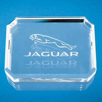 10CM x 7,5CM OPTICAL CRYSTAL FACET RECTANGULAR PAPERWEIGHT