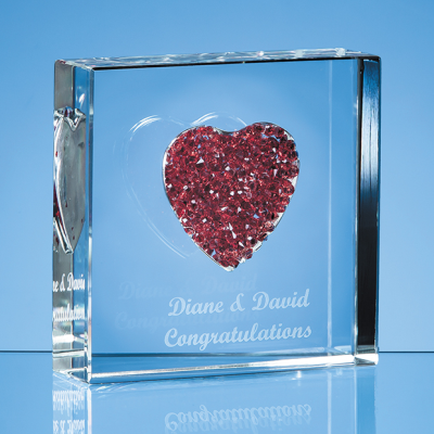 7,5CM RED DIAMANTE HEART PAPERWEIGHT