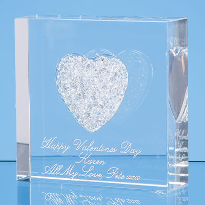 7,5CM WHITE DIAMANTE HEART PAPERWEIGHT