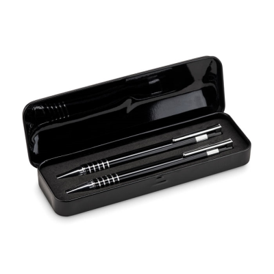 BALL PEN SET in Metal Box in Black