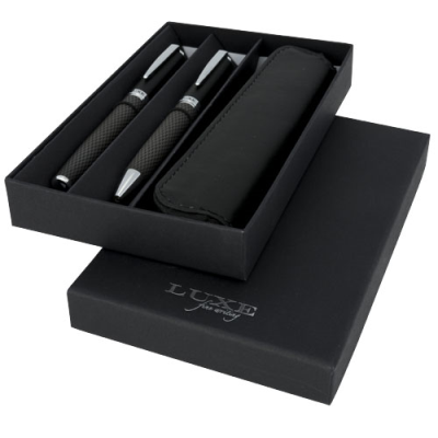 CARBON DUO PEN GIFT SET with Pouch (Black Ink) in Solid Black