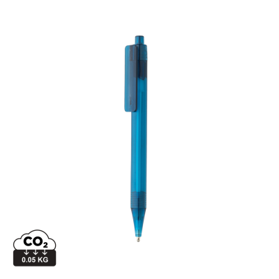 GRS RPET X8 CLEAR TRANSPARENT PEN in Blue