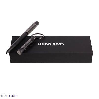HUGO BOSS SET GEAR RIBS BLACK (BALLPOINT PEN & KEY RING)