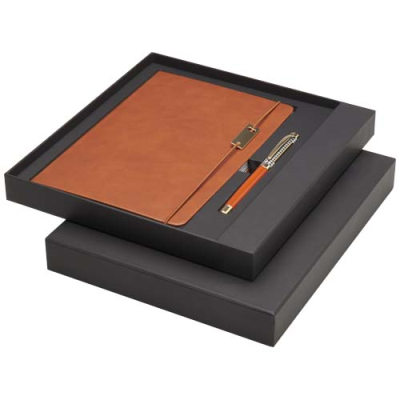 LEGATO A5 NOTE BOOK AND ROLLERBALL PEN SET in Brown