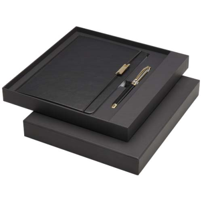 LEGATO A5 NOTE BOOK AND ROLLERBALL PEN SET in Solid Black