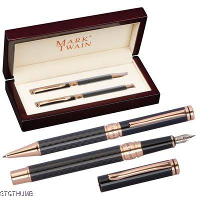 MARK TWAIN WRITING SET, in Wood Case in Black